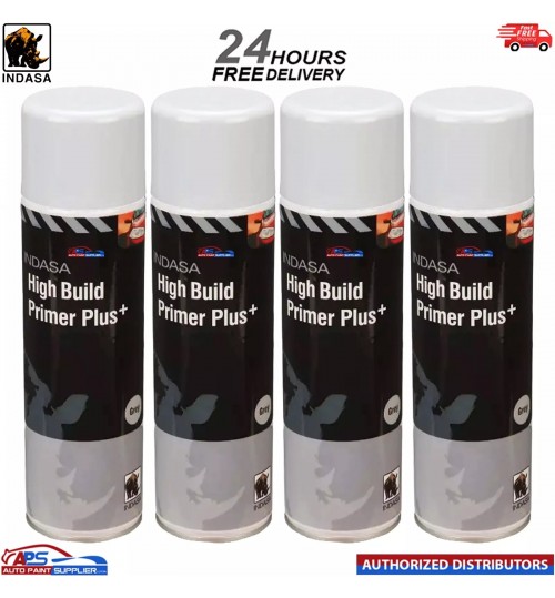 4x INDASA HIGH BUILD PRIMER+ AEROSOL WHITE SPRAY PAINT 500ML